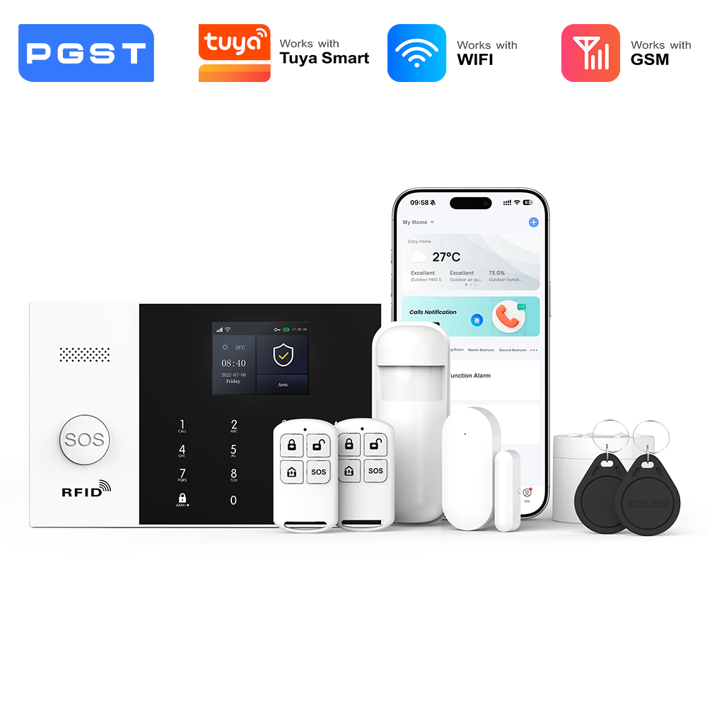 Diy Home Automation System - PGST WiFi 2G GSMホームオートメーションアラームシステムキット、アラームシステムセット、セキュリティ保護、ドアPIRモーションセンサー、Tuya対応