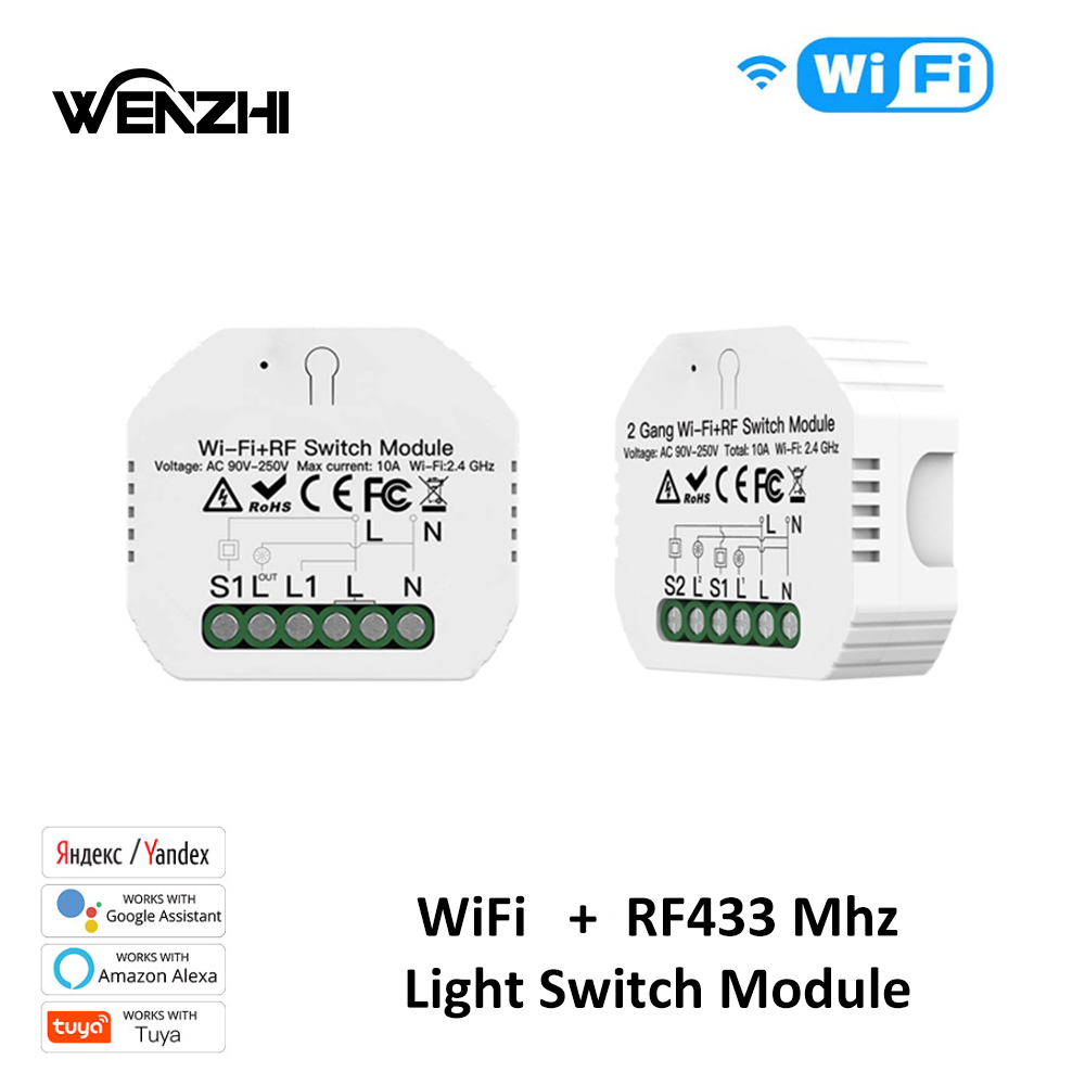 Home Automation Panel Diy - 1/2ギャングライトスイッチdiyモジュールwifi rf 433オートメーションワイヤレス壁パネルリモコンスマートライフチュウヤalexa googleホーム