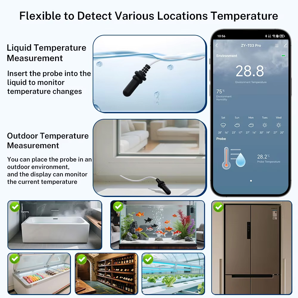 外部防水プローブ温度湿度センサー Tuya WiFi LCD - Temperature Humidity Sensor のレビューと価格