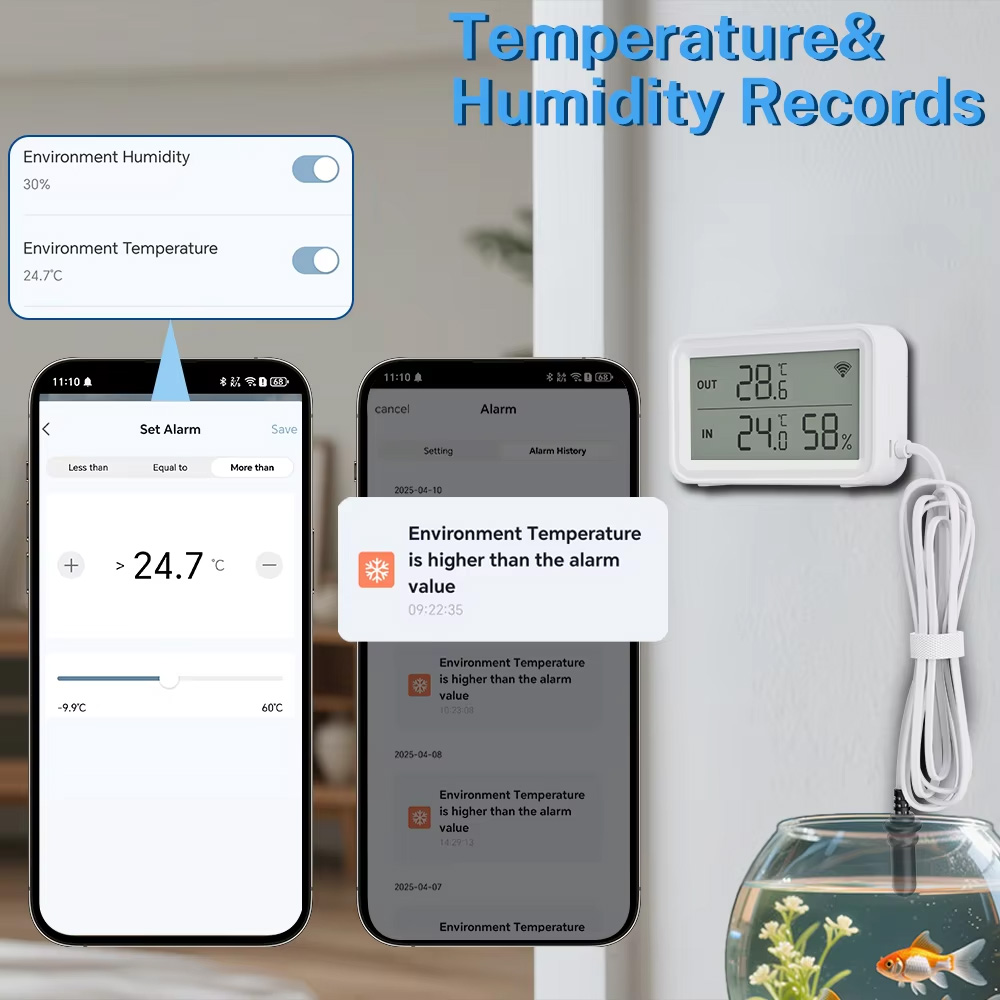 外部防水プローブ温度湿度センサー Tuya WiFi LCD - Temperature Humidity Sensor のレビューと価格