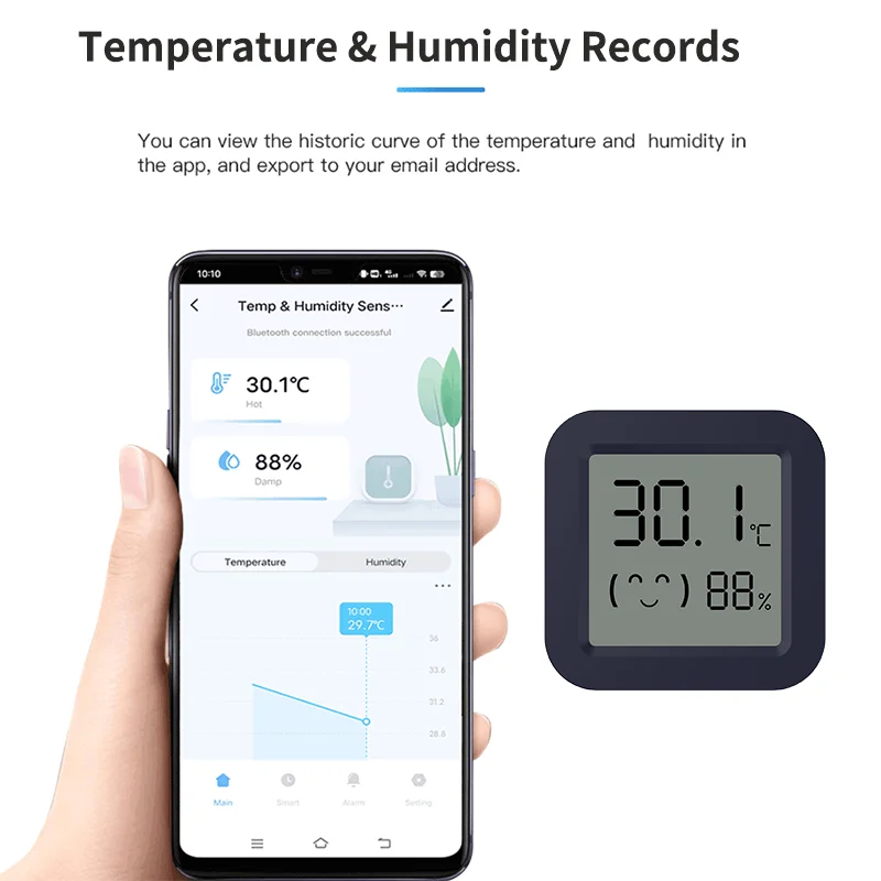 ミニスマート温度計湿度計温度湿度センサーアプリリモコンBTワ - Temperature Humidity Sensor のレビューと価格